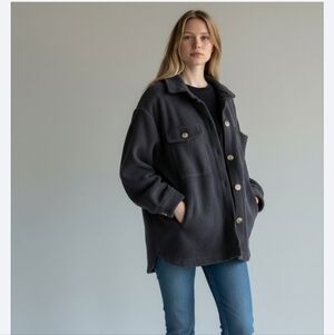 ELECRIC & ROSE Onyx Black Button-Up Sherpa Jacket size XS